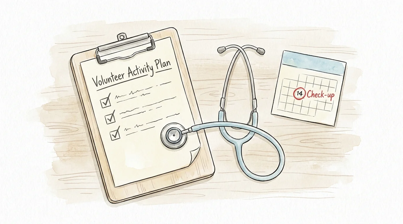 An illustration of a medical clipboard and a calendar with 'Check-up' written on it, symbolizing a doctor's consultation.