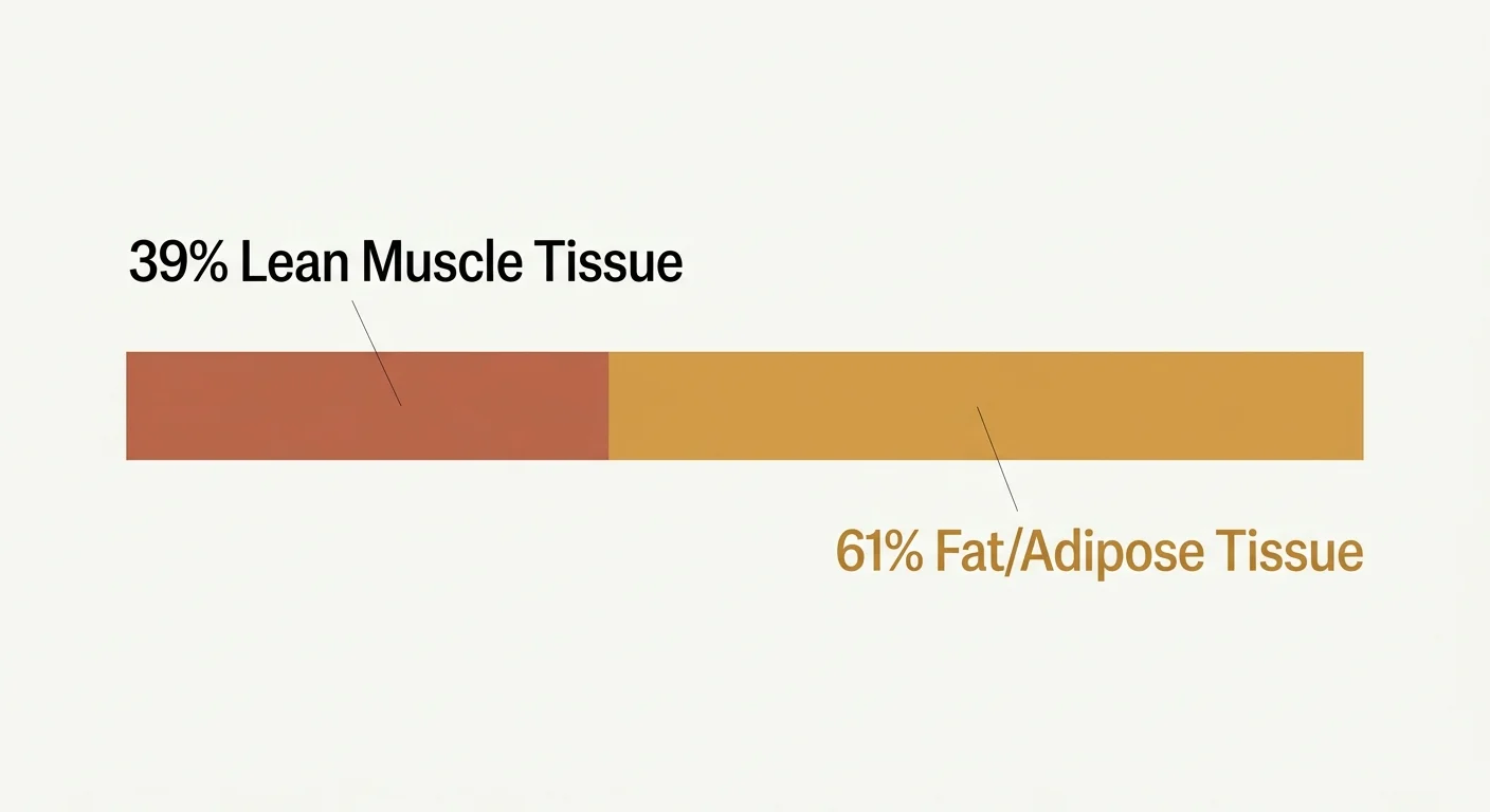 An editorial horizontal bar chart illustrating that 39 percent of weight lost on semaglutide can come from lean muscle tissue.